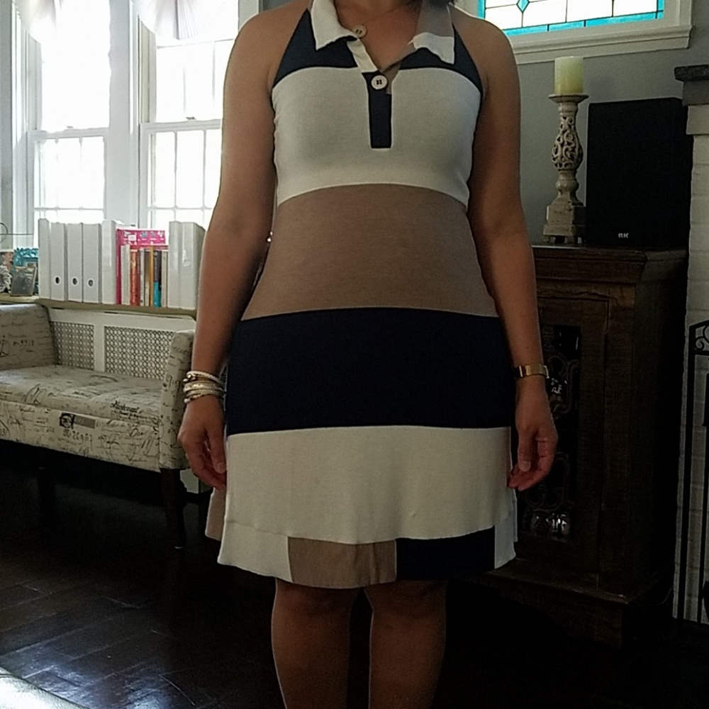 Colorblock Racerback Viscose Dress Small - Picture 5 of 9
